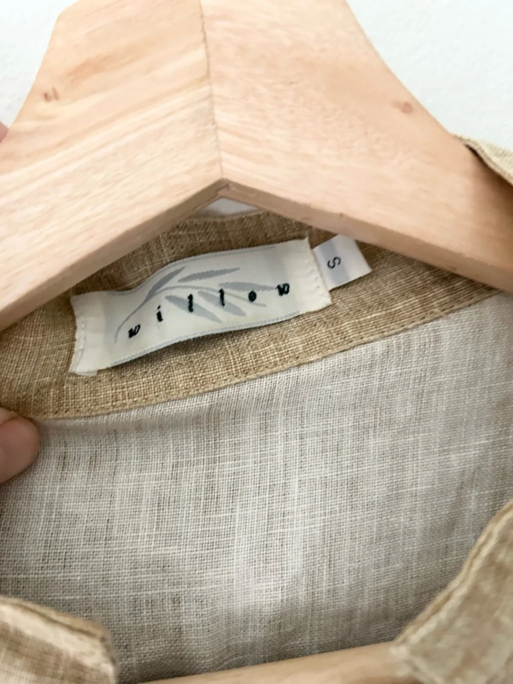 Willow Small 100% Linen Light Tan Utility Button Jacket - Picture 2 of 6